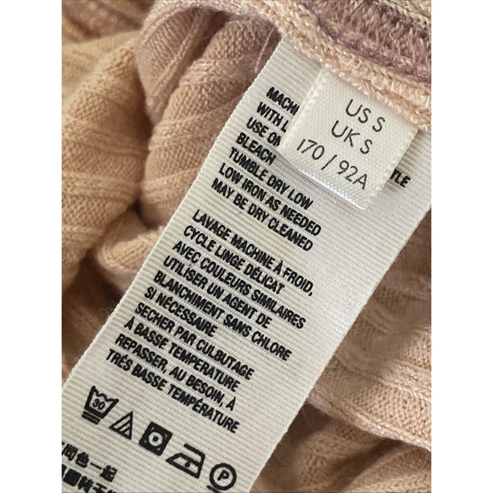 Free People Layer Me Henley Top Button Bell Sleeve Rib Peach Floral Small Fairy - Picture 10 of 10
